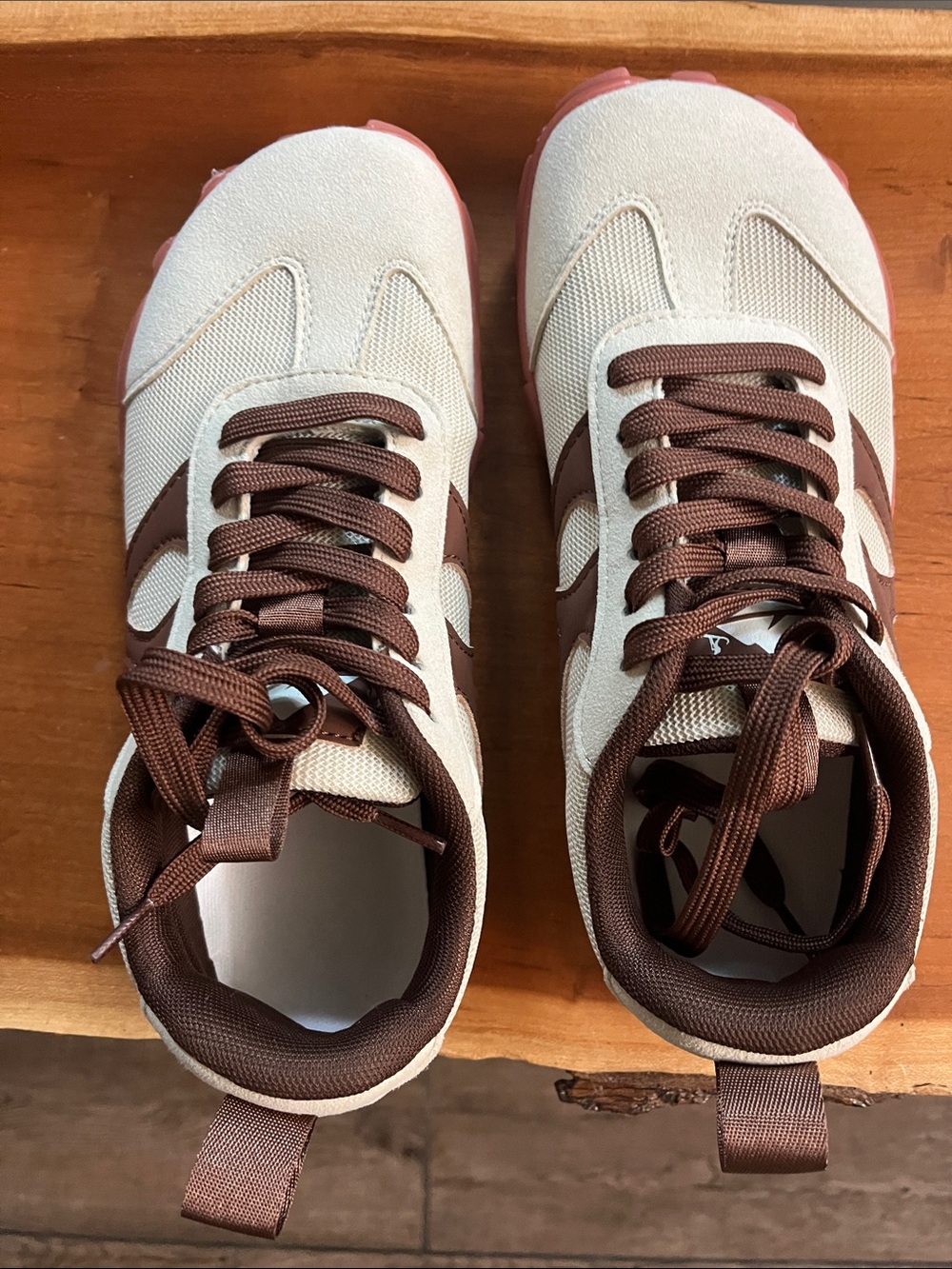 Women's Beige and Brown Low-Top Sneakers - Casual Comfort
